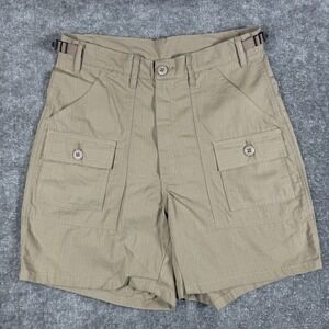 VTG Military Shorts Beige Ripstop Tru Spec Small Cotton Adjustable Waist Cargo
